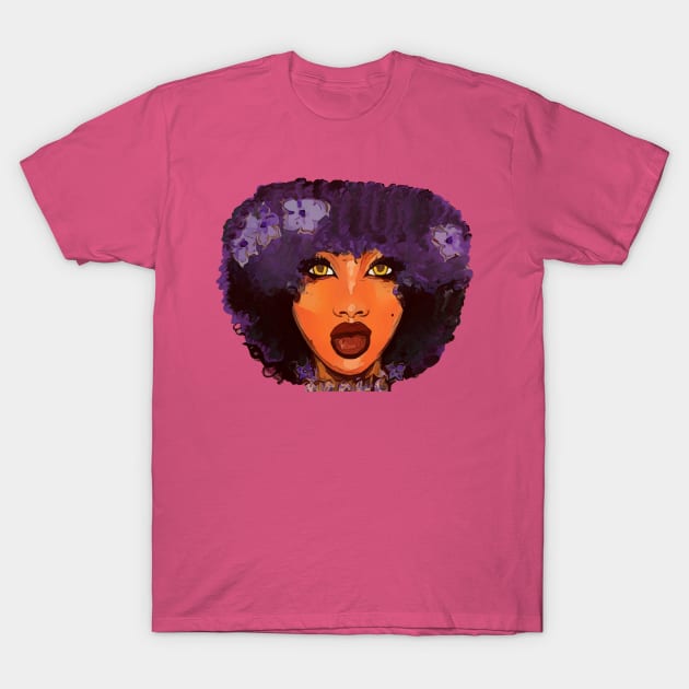 Beauty Woman Floral Afro Natural Hair T-Shirt by EllenDaisyShop